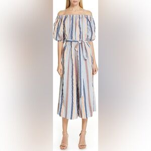 Ulla Johnson Womens Elan Jumpsuit Size 6 Cotton Striped Off Shoulder Resort wear